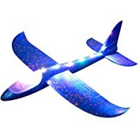 Hihey Throw Glider LED Styrofoam Aircraft Night Handstart Inertia Foam Glider Throw Flying Modelo- Equipo de Juego al…